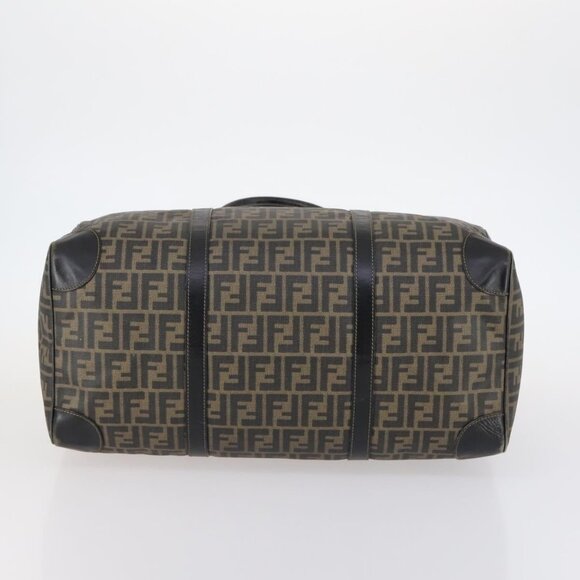 FENDI Zucca Canvas Boston Bag PVC Black Brown Auth 144233 - Picture 7 of 16